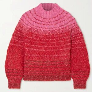 STAUD Evelyn Cable Knit Mock Sweater